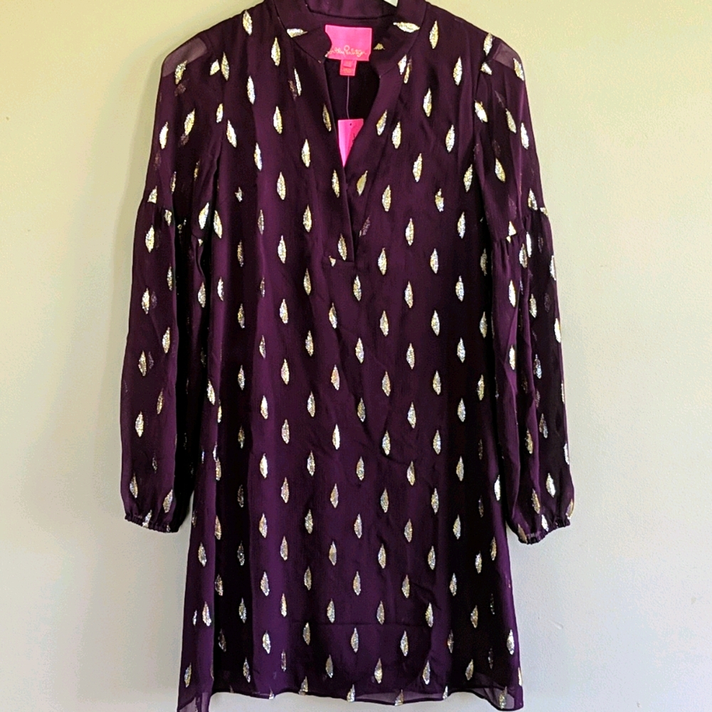 NWT Lilly Pulitzer Metallic Diamond Clip Dress 0